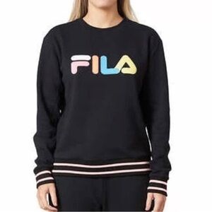 FILA 90s Vintage Colorful Logo Spellout Pullover Crewneck Sweatshirt Fleece XL